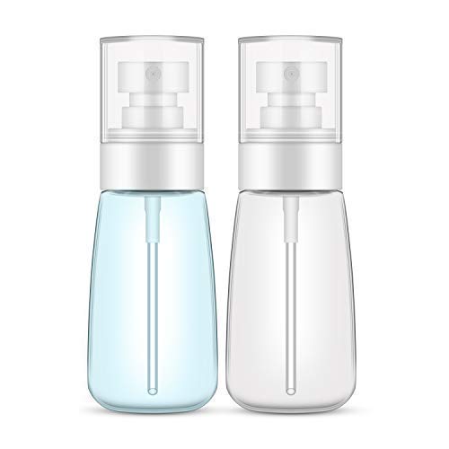 Bote Spray Botella de Aerosol Vacío Plástico Transparente Niebla Fina Atomizador de Viaje Recargable Conjunto de Botellas Maquillaje Vacio de Agua Claro Contenedor (2 × 60 ML)