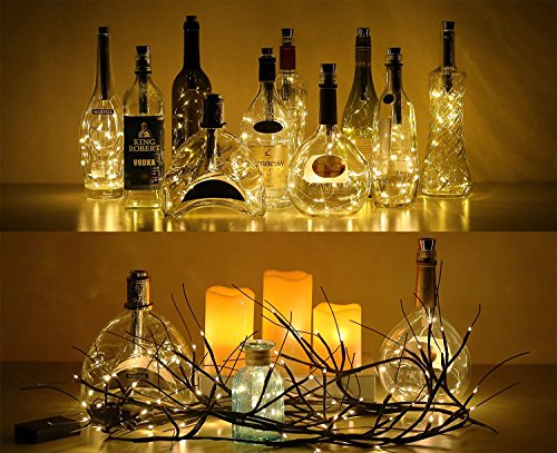 Botella de luz, ALED LIGHT 12 Pack Botellas de Vino Luces 20 LED Luz de Bricolaje Corcho Micro Luces LED para Botella de Vino para Boda, Fiesta, Decoración de Botella,Decoración de Luces