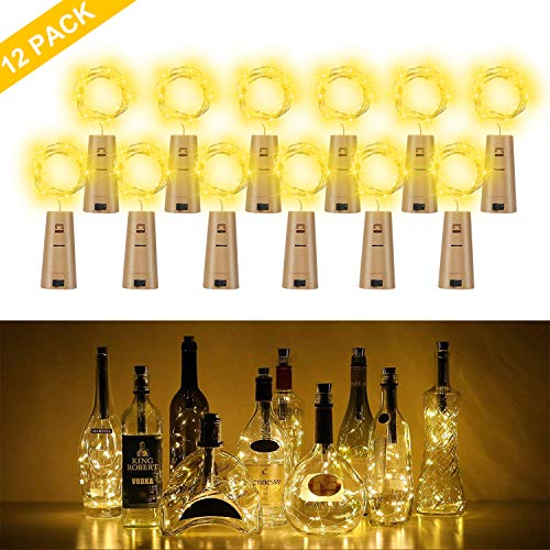 Botella de luz, ALED LIGHT 12 Pack Botellas de Vino Luces 20 LED Luz de Bricolaje Corcho Micro Luces LED para Botella de Vino para Boda, Fiesta, Decoración de Botella,Decoración de Luces