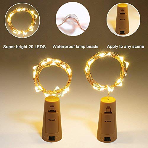 Botella de luz, ALED LIGHT 12 Pack Botellas de Vino Luces 20 LED Luz de Bricolaje Corcho Micro Luces LED para Botella de Vino para Boda, Fiesta, Decoración de Botella,Decoración de Luces