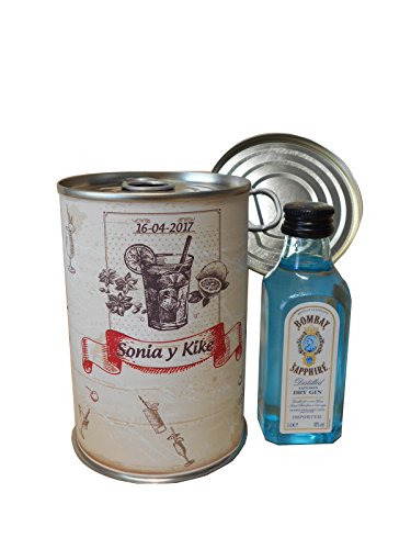 Botellin miniatura Ginebra Bombay Sapphire en lata personalizada - Pack de 6