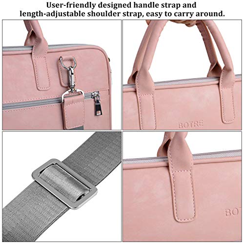 BOTRE 13-15.6 Pulgadas Bolso de Mujer Bandolera Ordenadores Multifuncional Maletín Hombre Funda para Portátil Macbook Air iPad Moda y Negocios (14 Pulgadas, Rosa)