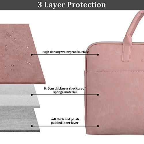 BOTRE 13-15.6 Pulgadas Bolso de Mujer Bandolera Ordenadores Multifuncional Maletín Hombre Funda para Portátil Macbook Air iPad Moda y Negocios (14 Pulgadas, Rosa)