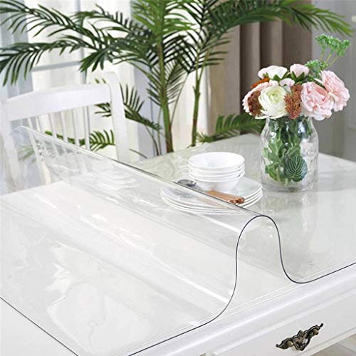 Bove Protector de Mesa de Vinilo, Mantel de plástico Transparente Protector de Mantel Mantel Impermeable PVC para rectángulo Mesas de Comedor Alfombrilla de escritorio-2mm-90x160cm(35x63inch)