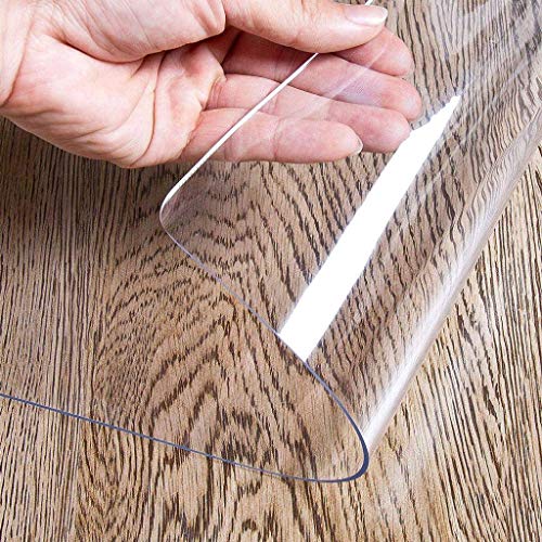 Bove Protector de Mesa de Vinilo, Mantel de plástico Transparente Protector de Mantel Mantel Impermeable PVC para rectángulo Mesas de Comedor Alfombrilla de escritorio-2mm-90x160cm(35x63inch)