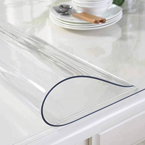 Bove Protector de Mesa de Vinilo, Mantel de plástico Transparente Protector de Mantel Mantel Impermeable PVC para rectángulo Mesas de Comedor Alfombrilla de escritorio-2mm-90x160cm(35x63inch)