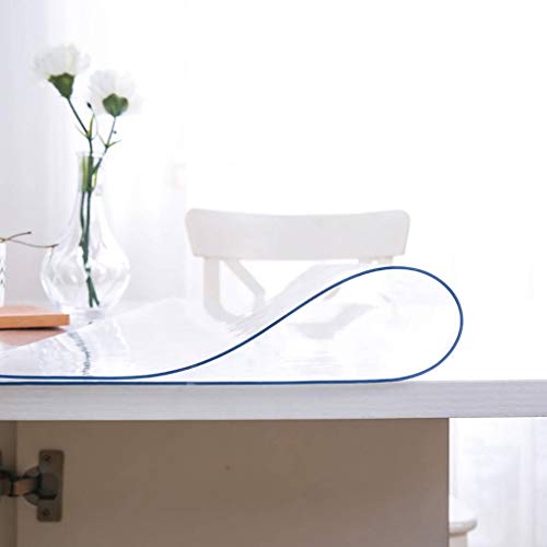Bove Protector de Mesa de Vinilo, Mantel de plástico Transparente Protector de Mantel Mantel Impermeable PVC para rectángulo Mesas de Comedor Alfombrilla de escritorio-2mm-90x160cm(35x63inch)