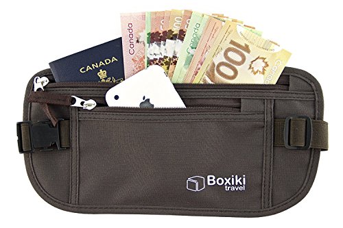 Boxiki Travel Cinturón-Monedero con Bloqueo RFID(por Sus siglas en inglés (Sistema de protección de Lectura por radiofrecuencia))|CangureraCangurera Segura para Hombres y Mujeres Caben el Pasap