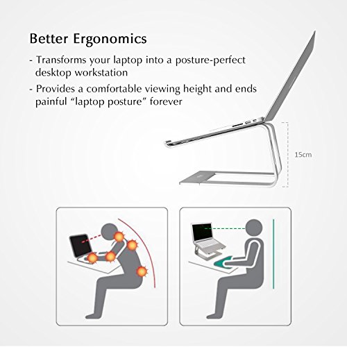 BoYata Soporte de Portátil, Soporte para portatil, Arena Ajustable para computadora portátil (10-15.9 Pulgadas) Compatible con MacBook Pro/Air, computadora portátil de Superficie (Plata)