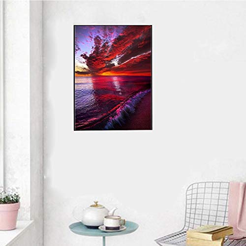 Boyissy - Cuadro de diamantes de imitación en 5D, para manualidades, decoración del hogar, lago, Michigan, atardecer de 30 x 40 cm