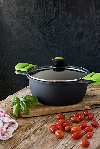 BRA PRIOR Cacerola alta con tapa de cristal y asas de silicona, 24 cm