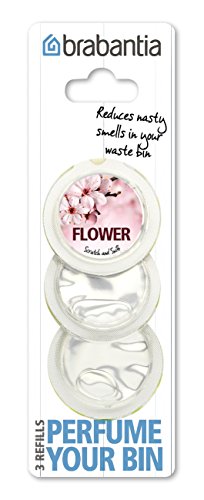 Brabantia 482083 - Recambio de 3 cápsulas perfumadas para Cubos de Basura, Olor a Flores