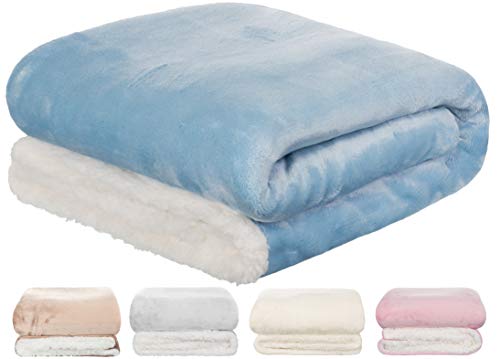 Brandsseller Couverture en flanelle pour bébé avec doublure en sherpa, 2 couleurs, 100 x 150 cm