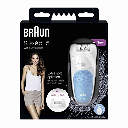 Braun 5-511 DEPILADORA SILK-ÉPIL 5 WET&DRY, 1 W, 1 Liter, 1 Decibelios, Plastic, 2 Velocidades, Turquesa, Blanco