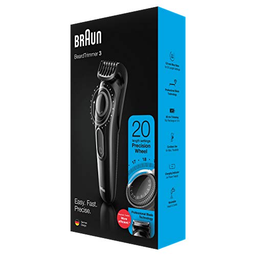 Braun BT3222 - Recortadora de Barba con Dial de Precisión y 1 Peine para Hombre, Cuchillas Afiladas de Larga Duración, color Negro