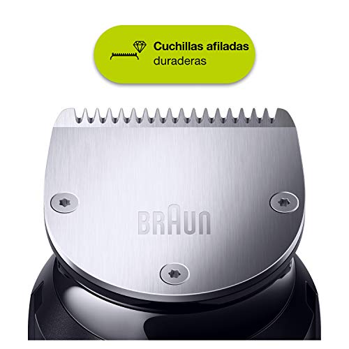 Braun Recortadora de Barba BT7240, Máquina Cortar Pelo, Recortadora y Cortapelos para Hombre, Cuchillas Metálicas Afiladas de Larga Duración, 39 Ajustes de Longitud, Color Negro/Gris Metalizado
