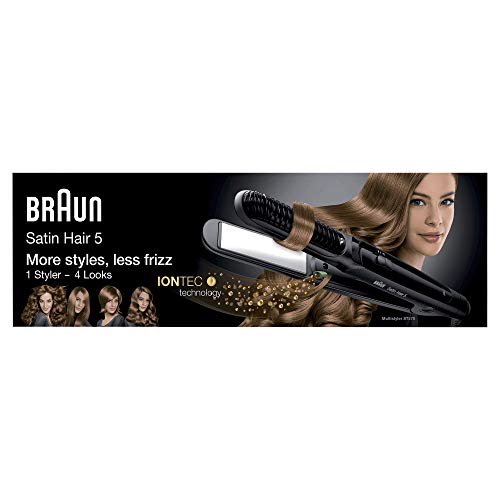 Braun Satin Hair 5 ST570 - Plancha de pelo, placa de cerámica, 4 estilos con rizador y tecnología iónica para potenciar el brillo, color negro