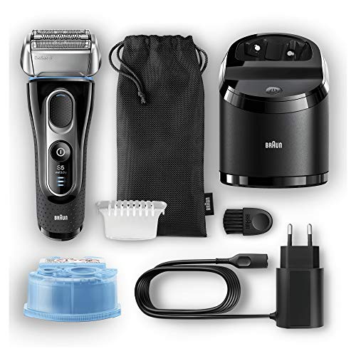 Braun Series 5 5197 Clean&Charge - Afeitadora eléctrica hombre, afeitadora barba, en húmedo y seco, máquina de afeitar barba con recortadora de precisión, negro