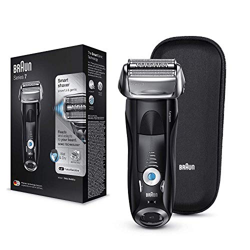 Braun Series 7 7842s - Afeitadora Eléctrica Hombre para Barba, en Seco y Mojado, Recortadora de Precisión Integrada, Máquina de Afeitar Recargable e Inalámbrica con Funda para Viaje, Color Negro