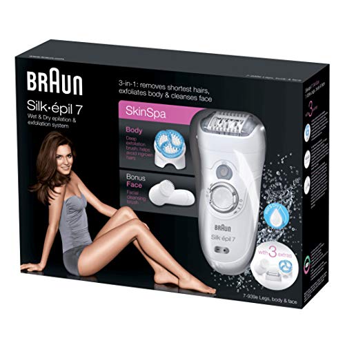 Braun Silk-épil 7 SkinSpa 7-939e Blanco 40 pinzas - Depiladora (Blanco, 40 pinzas, 1 h, 40 min, 637 g, 70 mm)