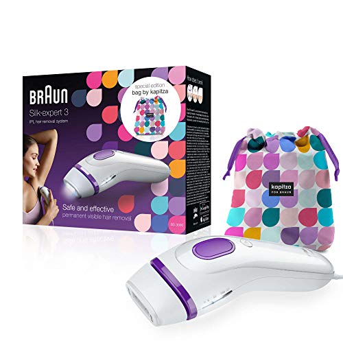 Braun Silk-expert 3 BD 3006 IPL - Depiladora con tecnología IPL segura para una depilación duradera para mujeres y hombres, color blanco y morado