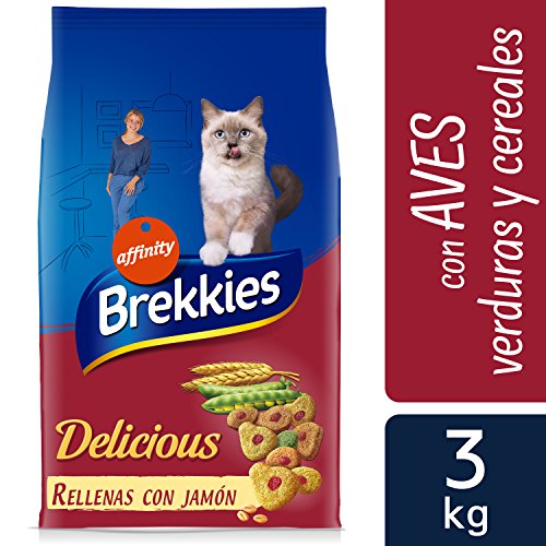 Brekkies Pienso para Gatos Delicious con una Selección de Aves y Verduras - 3000 gr