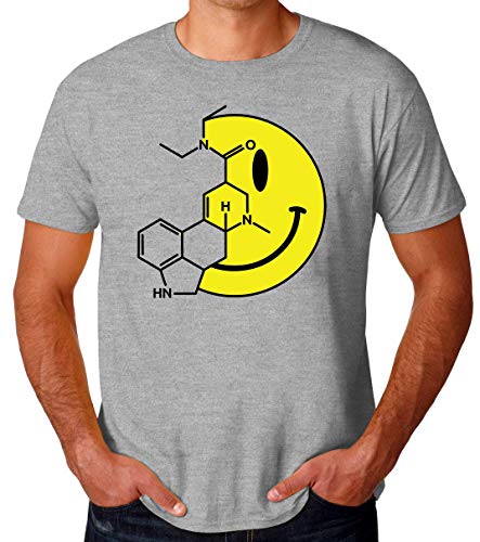 Brenos Design Acid Smiley LSD Molecule Formula Acidesing Camiseta para Hombres Large
