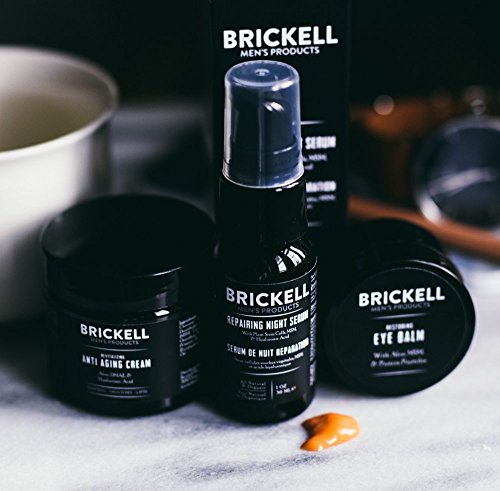 Brickell Men's Products – Rutina Antiedad avanzada – Crema facial de noche, Serum facial de Vitamina C y Crema para ojos – Orgánicos y Naturales