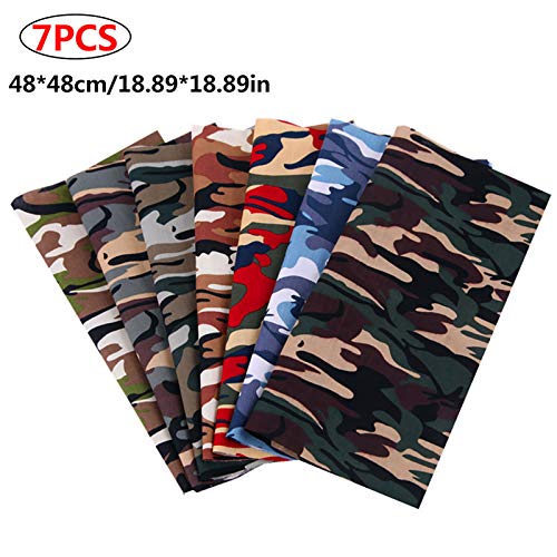 Brillie 7 Piezas 48 x 48 cm 100 Tela de Algodón Estampado de Camuflaje Tela Acolchada Patchwork para Confección Camisas Ropa Costura Patchwork DIY Artesanía