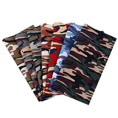 Brillie 7 Piezas 48 x 48 cm 100 Tela de Algodón Estampado de Camuflaje Tela Acolchada Patchwork para Confección Camisas Ropa Costura Patchwork DIY Artesanía