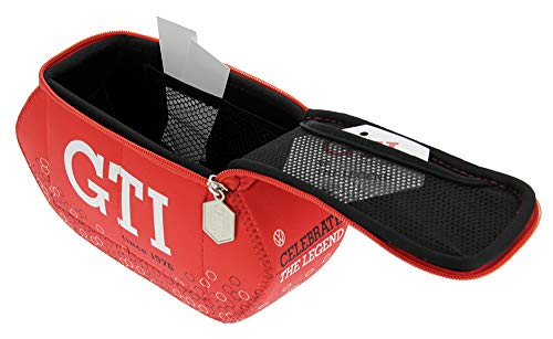 BRISA VW Collection Volkswagen VW GTI Bolsa Universal de Neopreno, Estuche para lápices, Caja de papelería, Neceser, Bolso de Maquillaje-Cosméticos-Aseo para Escuela/Oficina/Regalo (Hexágono/Rojo)