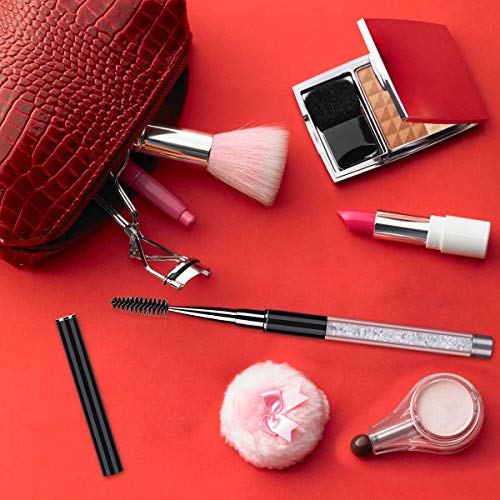 Brocha de viaje con mango transparente para cejas y pestañas con tapa, aplicador cosmético, herramienta de maquillaje, color negro