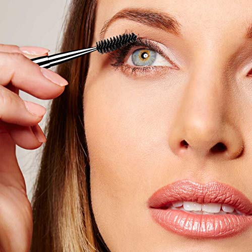 Brocha de viaje con mango transparente para cejas y pestañas con tapa, aplicador cosmético, herramienta de maquillaje, color negro