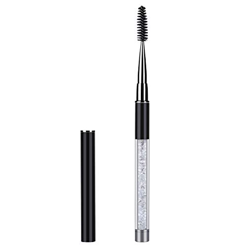 Brocha de viaje con mango transparente para cejas y pestañas con tapa, aplicador cosmético, herramienta de maquillaje, color negro