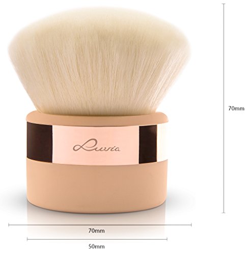 Brocha Kabuki Profesional – Color Nude Rose Gold de Luvia Cosmetics – Brocha cosmética para la aplicación de polvo suelto, presado, base en crema, polvo y liquida, blush y productos para el cuerpo