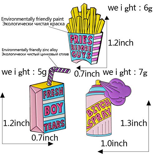 Broches Y Alfileres para Niña,Broches De Dibujos Animados Joyas Divertido Lindo Rosa Azul Repelente Removedor Spray Esmalte Pines Insignias Broche Regalos para Amigos Joyas,Papas Fritas Antes Que Ch