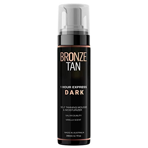 Bronze Tan Mousse autobronceador y autobronceador oscuro para tonos de piel claros a medianos Perfume de vainilla de calidad de salón (200 ml / 6.7 oz)