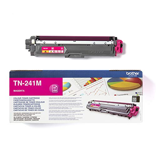 Brother TN241M - Cartucho de tóner magenta original para las impresoras HL3140CW, HL3150CDW, HL3170CDW, DCP9015CDW, DCP9020CDW, MFC9330CDW, MFC9140CDN y MFC9340CDW, Normal