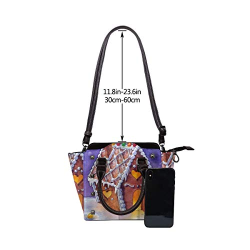 BROWCIN Invierno Acuarela Casa De Pan De Jengibre Pastel Navidad Celebración Dulces Diseño Desmontable Moda Tendencia Bolso de las señoras Bolso de hombro
