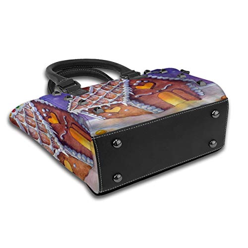 BROWCIN Invierno Acuarela Casa De Pan De Jengibre Pastel Navidad Celebración Dulces Diseño Desmontable Moda Tendencia Bolso de las señoras Bolso de hombro