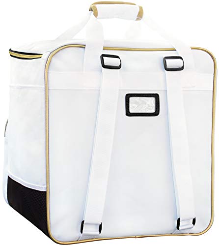 BRUBAKER 'Grenoble' - Bolsa de Deporte - Mochila para Botas de esquí + Casco + Accesorios - Color Blanco/Dorado