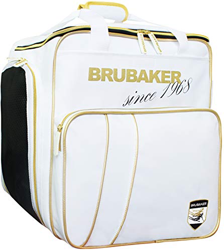 BRUBAKER 'Grenoble' - Bolsa de Deporte - Mochila para Botas de esquí + Casco + Accesorios - Color Blanco/Dorado