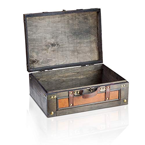 Brynnberg Caja de Madera Marco 38x27x14cm - Cofre del Tesoro Pirata de Estilo Vintage - Hecha a Mano - Diseño Retro - joyero - con candado