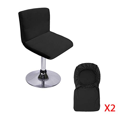 BTSKY - Juego de 2 Fundas Negras para taburetes de Bar con Funda para Respaldo de Silla elástica para Silla de Comedor con Respaldo Giratorio, Silla de Bar (sin sillas)