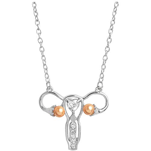 Buchklassiker Joyas, símbolo del Cuerpo Feminista, Collar de Ovario de útero, Insignias médicas, Accesorios, Regalos para ginecólogos, médicos, Enfermeras, Feministas (Collar de Plata)