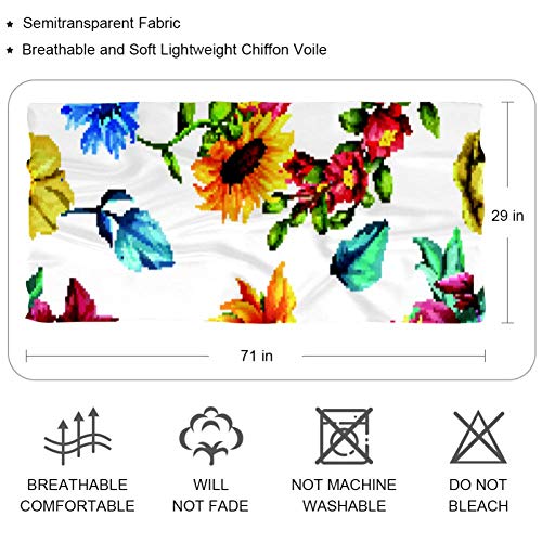 Bufanda de gasa de protección solar ligera y transpirable para mujeres verano pañuelo de cuello superior para bloquear viento y arena girasoles con brotes de granada