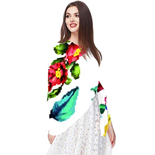 Bufanda de gasa de protección solar ligera y transpirable para mujeres verano pañuelo de cuello superior para bloquear viento y arena girasoles con brotes de granada