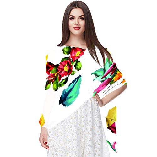 Bufanda de gasa de protección solar ligera y transpirable para mujeres verano pañuelo de cuello superior para bloquear viento y arena girasoles con brotes de granada