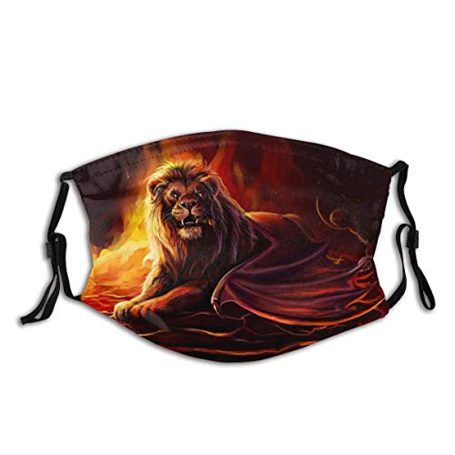 Bufanda Facial Face Scarf Ferocious Lion Smokes Flare Against Black Background Balaclava Unisex Reusable Mouth Bandanas Outdoor Camping Motorcycle Running Neck Gaiter with 2 Filters