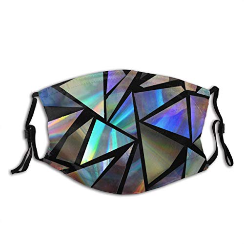 Bufanda Facial Face Scarf Seamless Pattern with Holographic Triangles On Black Background Balaclava Unisex Reusable Mouth Bandanas Outdoor Camping Motorcycle Running Neck Gaiter with 2 Filters